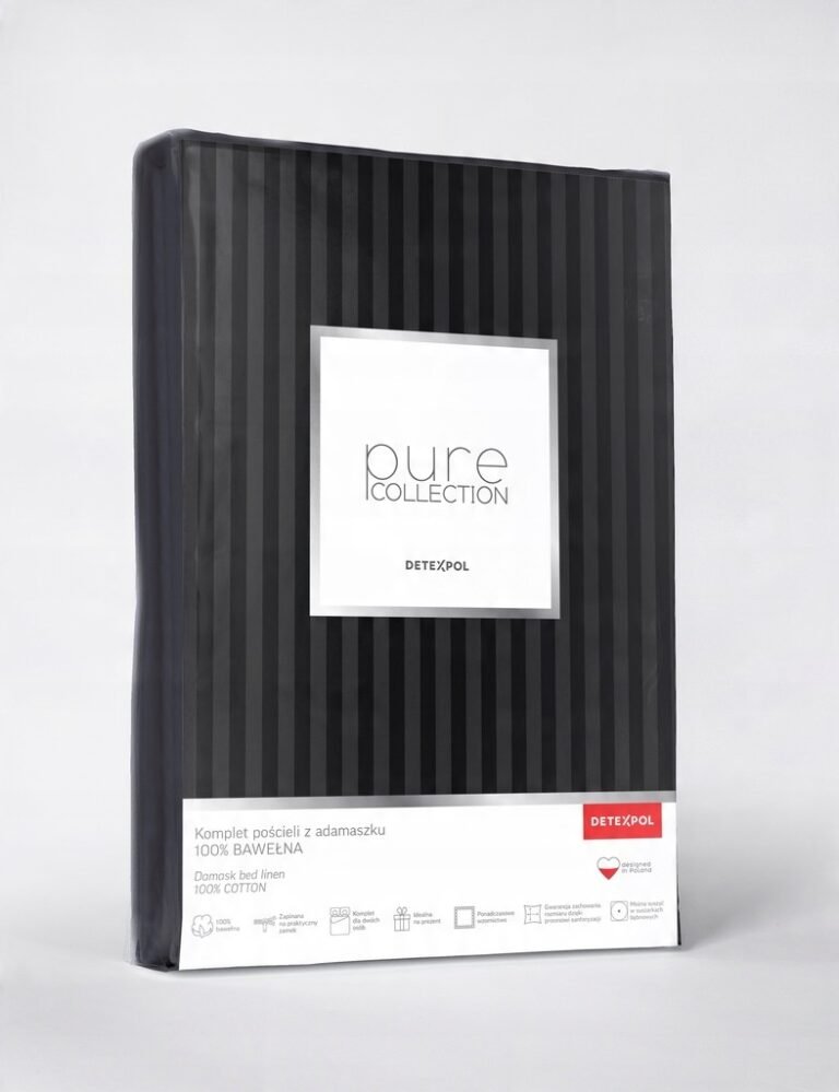 Zdjęcie przedstawiające Komplet pościeli 140x200 cm w kolorze czarnym, luksusowy adamaszek z bawełny 100%