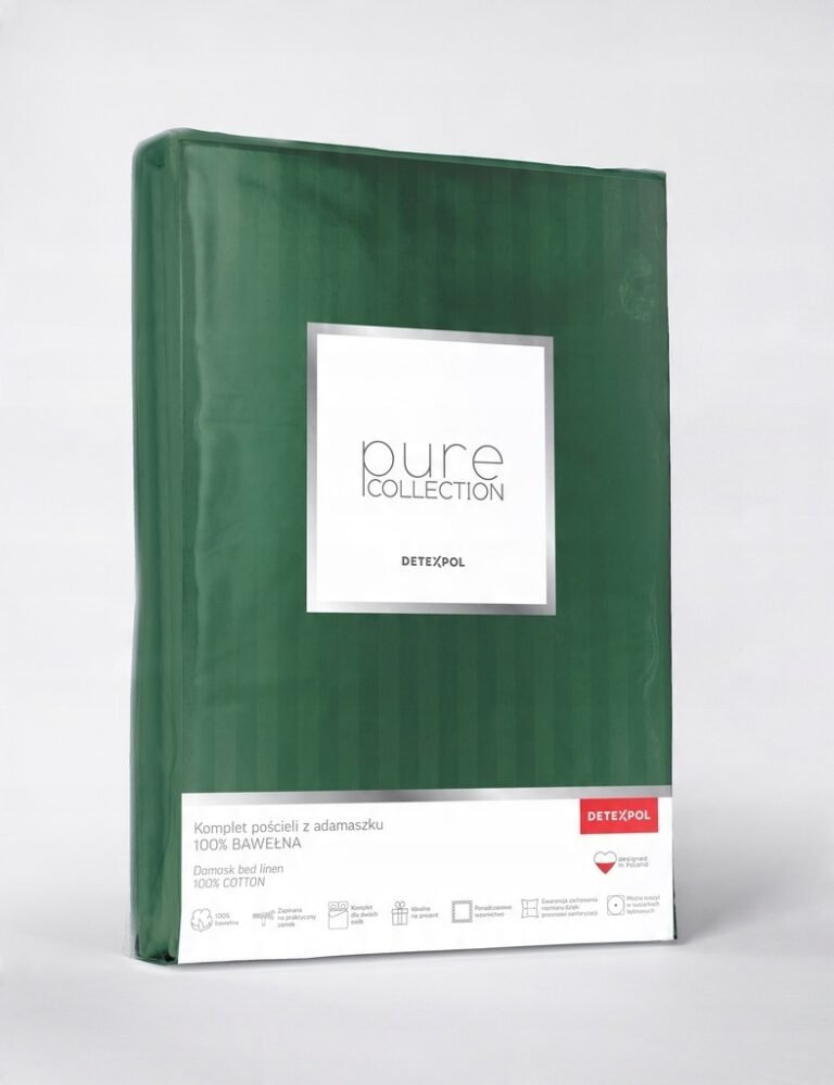 Zdjęcie przedstawiające Komplet pościeli z adamaszku butelkowa zieleń 100% bawełna