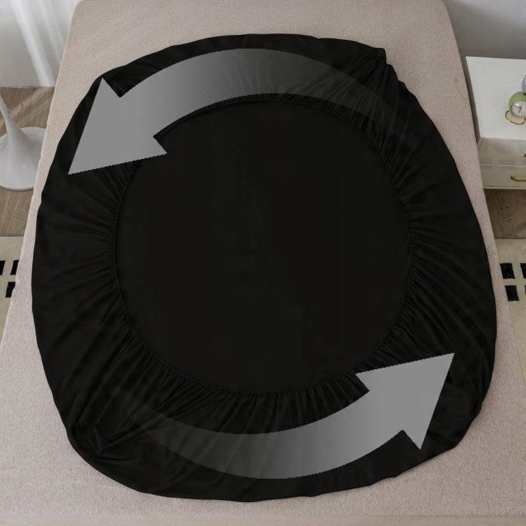 Zdjęcie przedstawiające Satynowe prześcieradło z gumką, czarne 120x200 cm