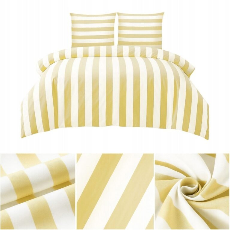 Zdjęcie przedstawiające Stylowa pościel żółta w paski, lekka i przewiewna