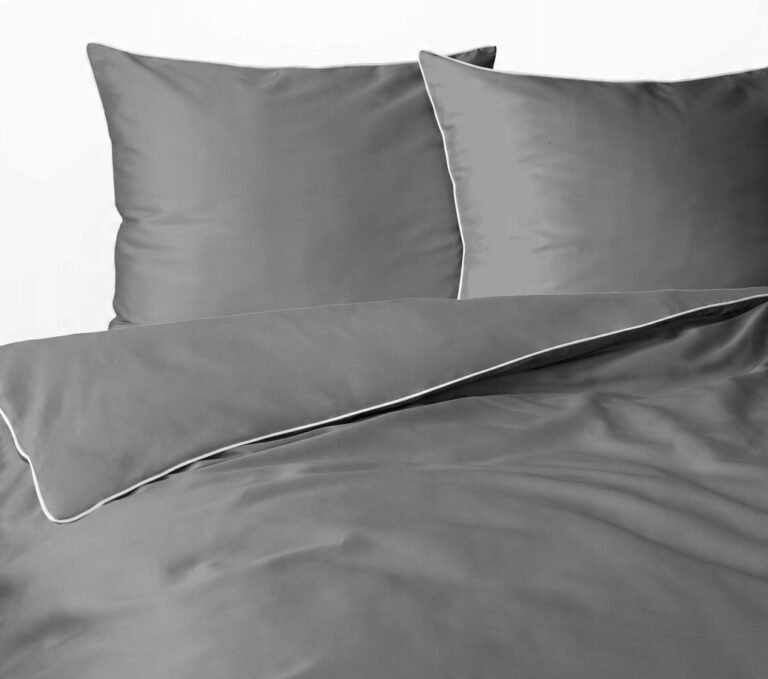 Zdjęcie przedstawiające Luksusowa pościel makosatyna szara z lamówką 180x200