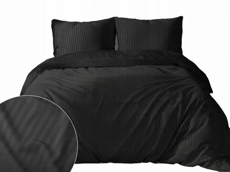 Zdjęcie przedstawiające Komplet pościeli 220x200 cm w kolorze czarnym, luksusowy adamaszek bawełniany