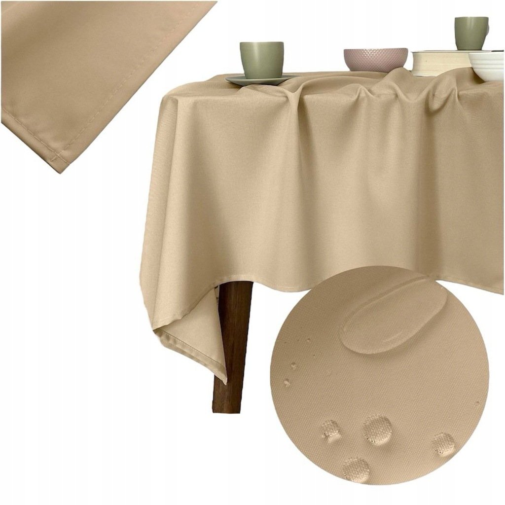 Zdjęcie przedstawiające Beżowy obrus klasyczny, łatwy w czyszczeniu