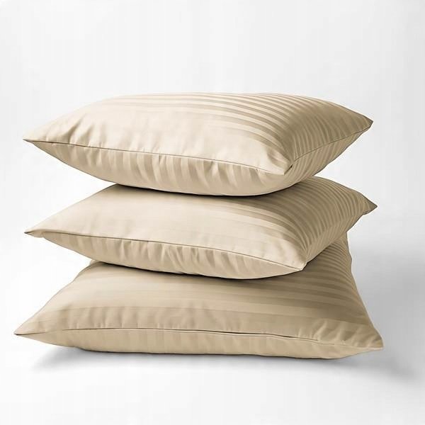 Zdjęcie przedstawiające Pościel bawełniana piaskowa w paski, luksusowy adamaszek