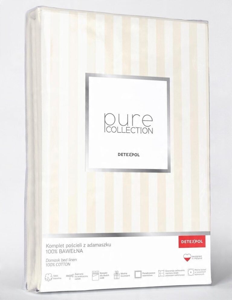 Zdjęcie przedstawiające Komplet pościeli z adamaszku 180x200 cm, kolor ecru, dwie poszewki w zestawie