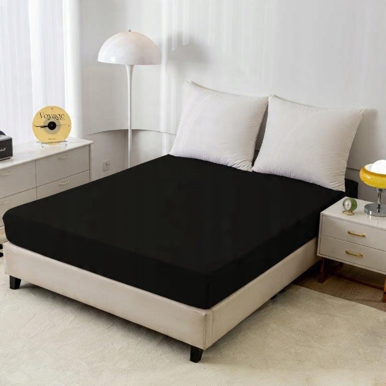 Zdjęcie przedstawiające Prześcieradło 120x200 czarne satyna gładka