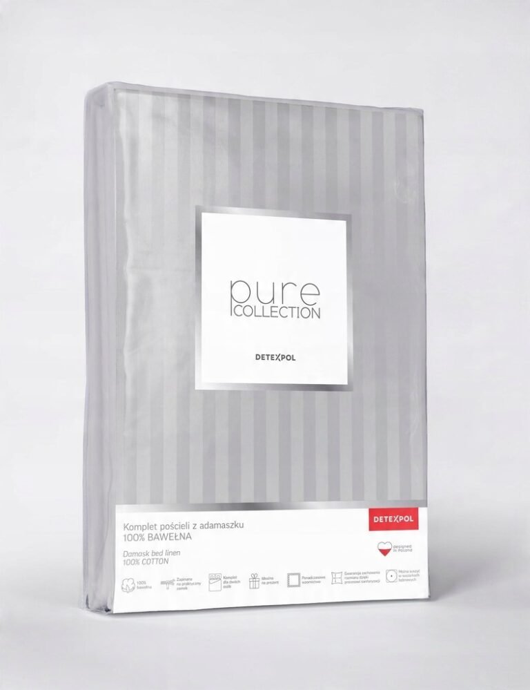 Zdjęcie przedstawiające Komplet pościeli adamaszkowej w kolorze szarym, gładka i miękka