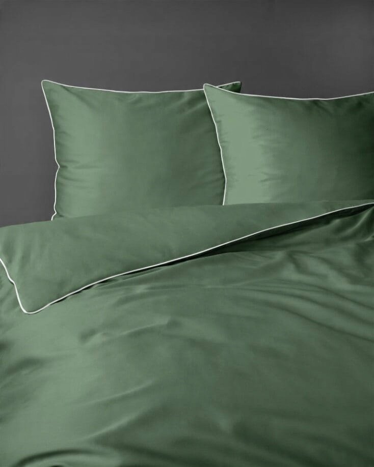 Zdjęcie przedstawiające Komplet pościeli zielonej z delikatnym połyskiem
