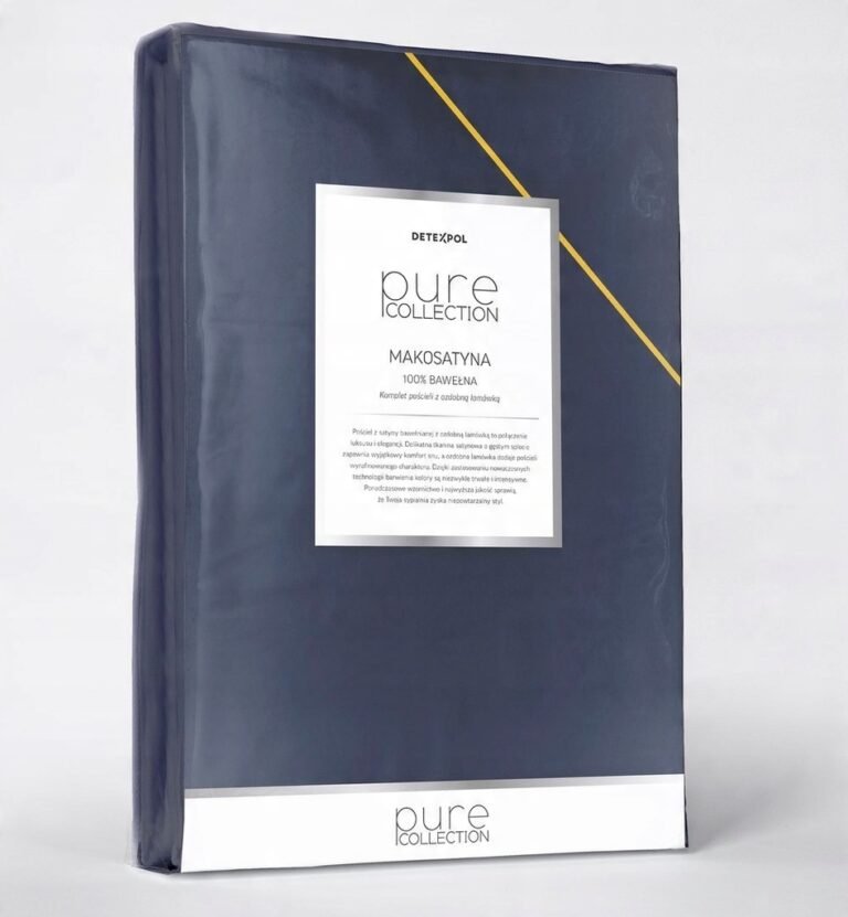 Zdjęcie przedstawiające Luksusowa granatowa pościel z makosatyny 180x200 cm + 2 poszewki, elegancka lamówka