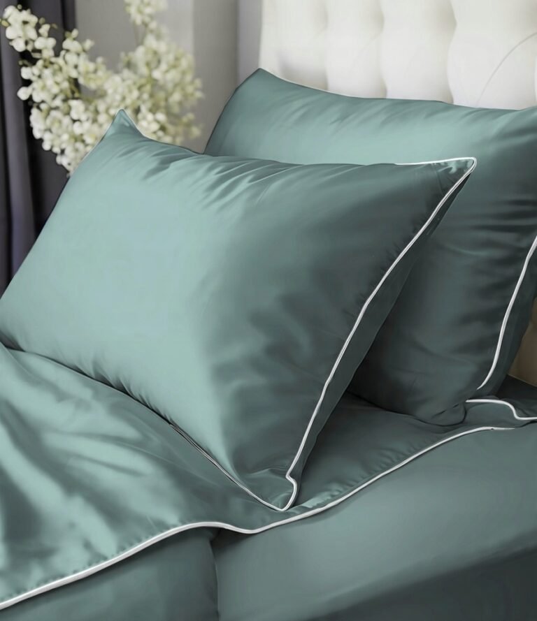 Zdjęcie przedstawiające Komplet pościeli miętowej z makosatyny premium