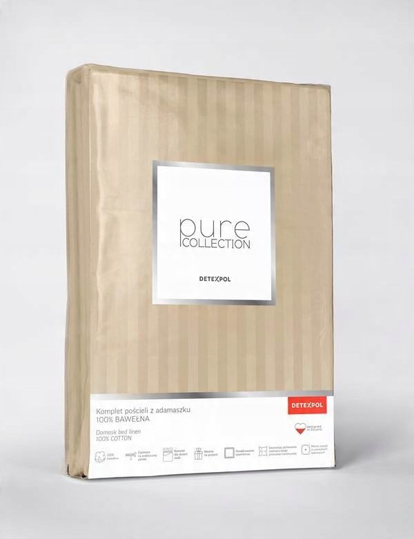 Zdjęcie przedstawiające Beżowo-piaskowa pościel adamaszkowa z poszewką