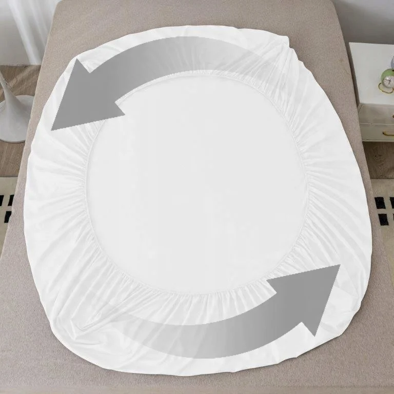 Zdjęcie przedstawiające Bawełniane prześcieradło satynowe białe, idealne do sypialni