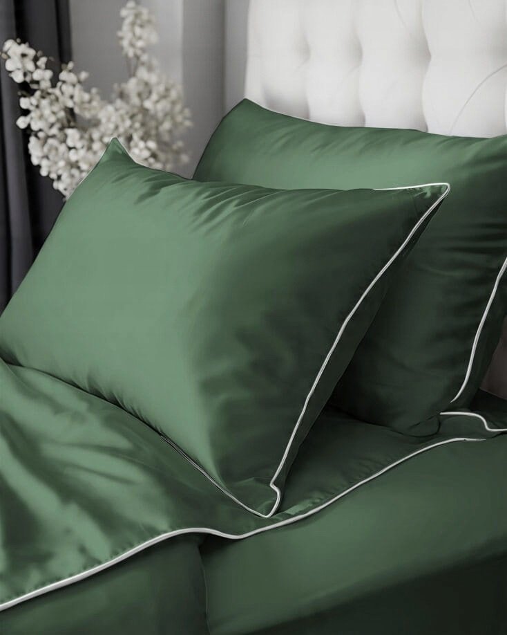 Zdjęcie przedstawiające Zielona pościel 140x200 z jedwabistym połyskiem