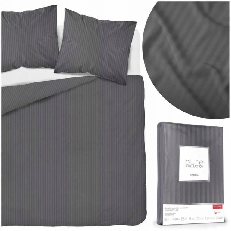 Zdjęcie przedstawiające Komplet pościeli 160x200 cm z dwiema poszewkami w kolorze ciemnoszarym, adamaszek 100% bawełna