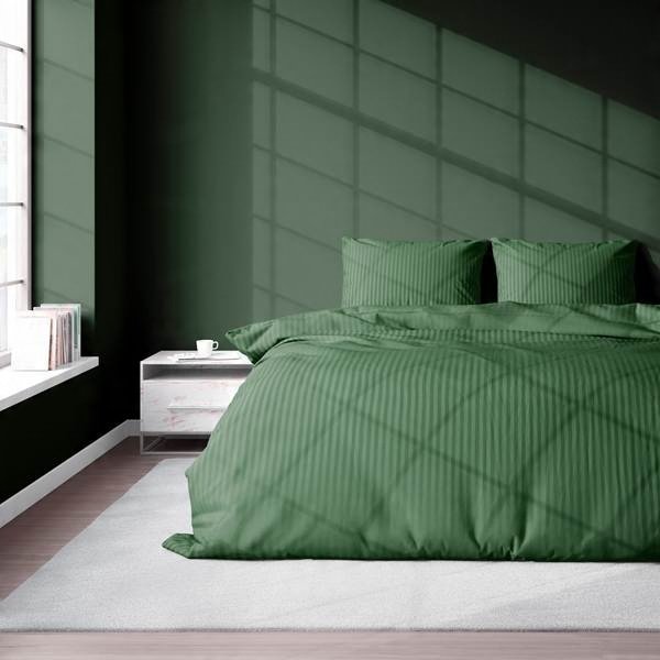 Zdjęcie przedstawiające Pościel z bawełny adamaszkowej zielona 220x200
