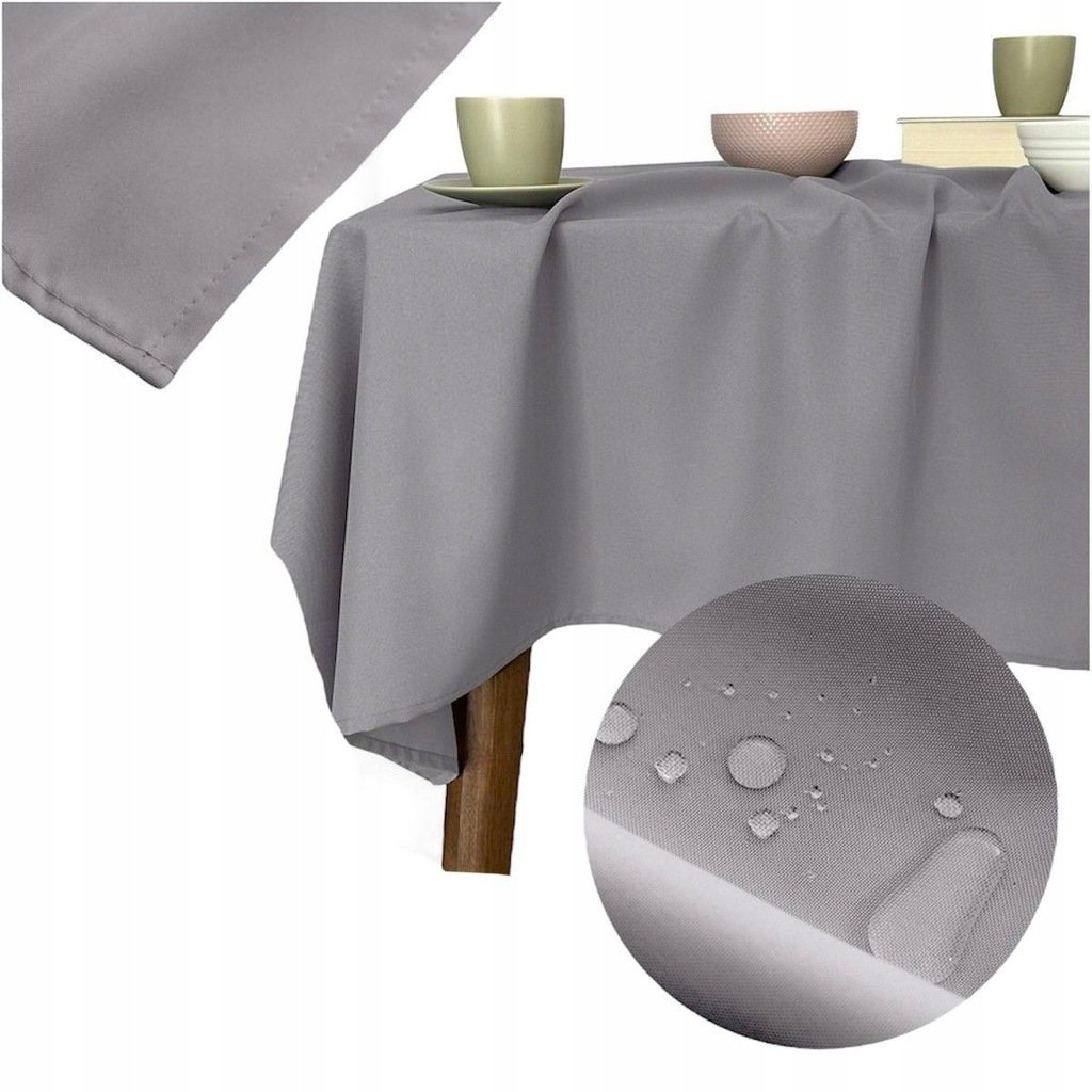 Zdjęcie przedstawiające Plamoodporny obrus jasnoszary o subtelnym wykończeniu