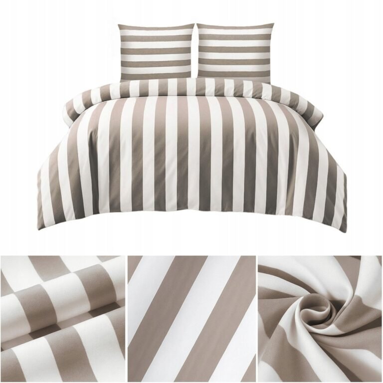 Zdjęcie przedstawiające Pościel cappuccino mikrofibra z paskami, przyjemna w dotyku