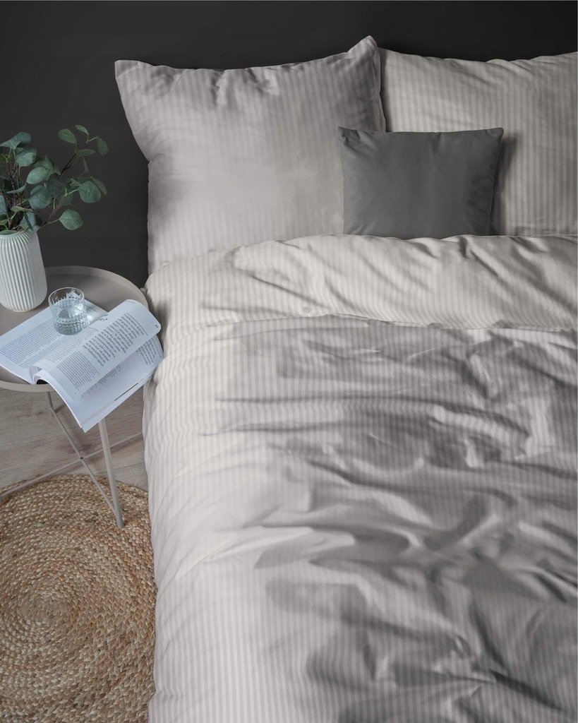 Zdjęcie przedstawiające Beżowa pościel z adamaszku bawełnianego – elegancki komplet