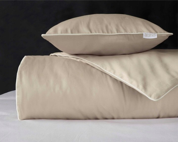 Zdjęcie przedstawiające Komplet pościeli 100% bawełna beżowa 140x200