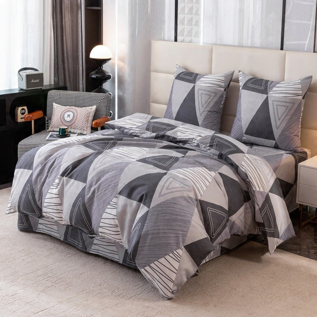 Zdjęcie przedstawiające Komplet pościeli w romby szare mikrofibra
