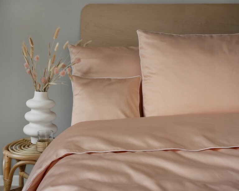 Zdjęcie przedstawiające Komplet pościeli 100% bawełna brzoskwinia z elegancką lamówką