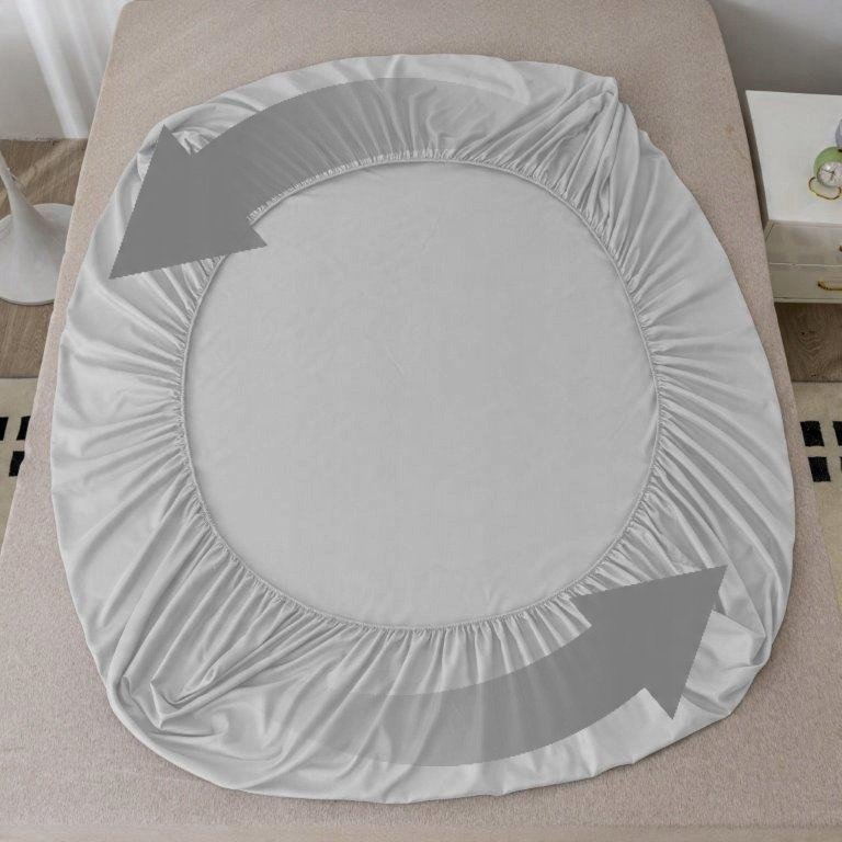 Zdjęcie przedstawiające Luksusowe szare prześcieradło satynowe 90x200 cm z elastycznym brzegiem