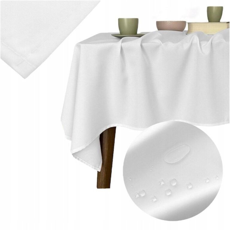 Zdjęcie przedstawiające Biały obrus plamoodporny 120x240 – elegancki klasyczny design do jadalni
