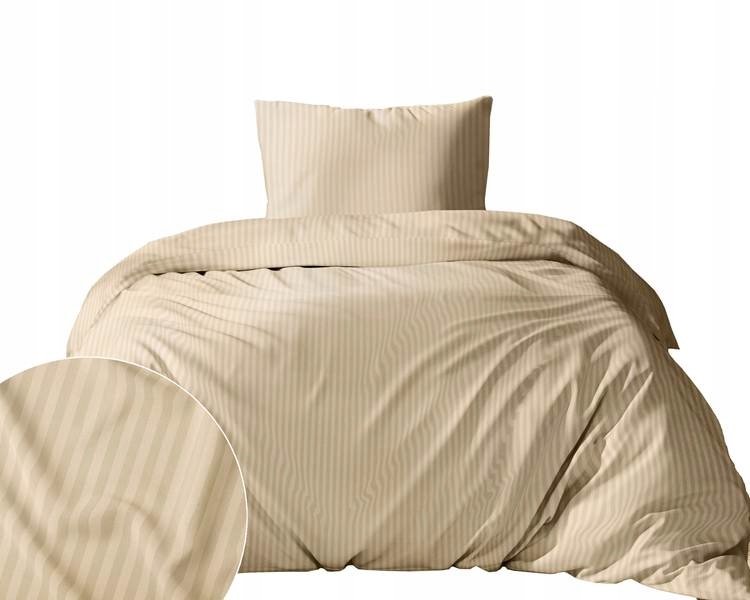 Zdjęcie przedstawiające Luksusowa pościel bawełniana adamaszek piaskowy 160x200