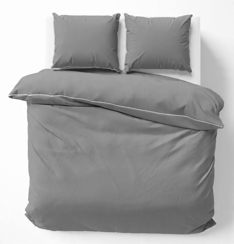Zdjęcie przedstawiające Elegancka szara pościel 180x200 cm z makosatyny bawełnianej, 2 poszewki
