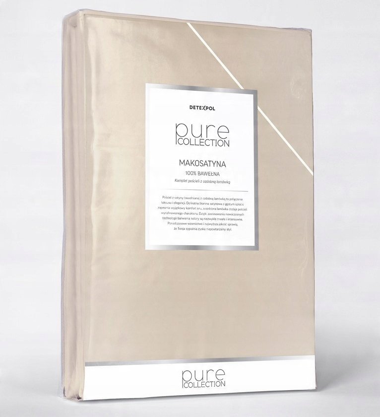 Zdjęcie przedstawiające Komplet pościeli 140x200 cm z jedną poszewką, kolor piaskowy beż, makosatyna bawełniana z białą lamówką